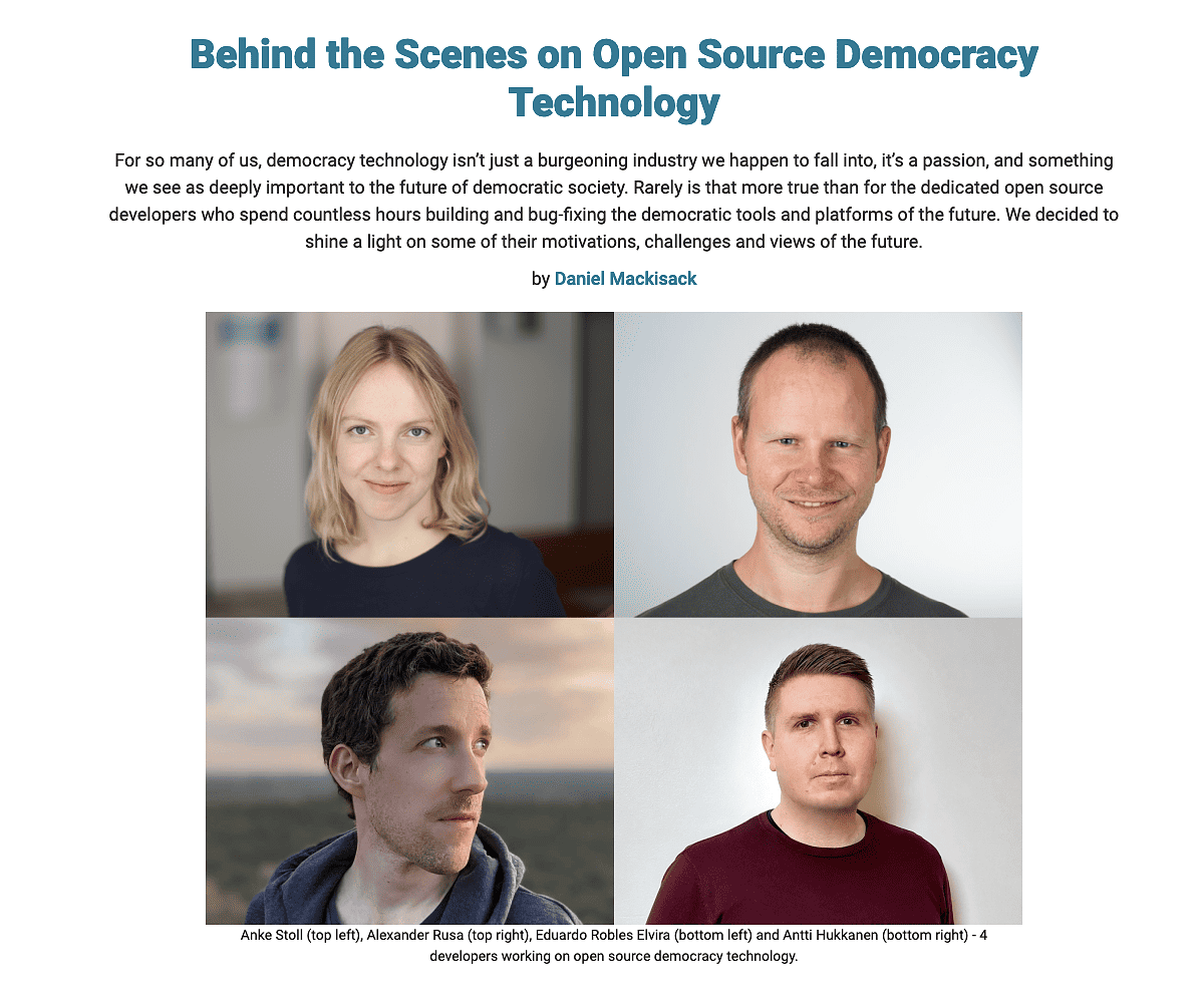 Unser Head of IT, Alexander Rusa, auf Democracy-Technologies.org