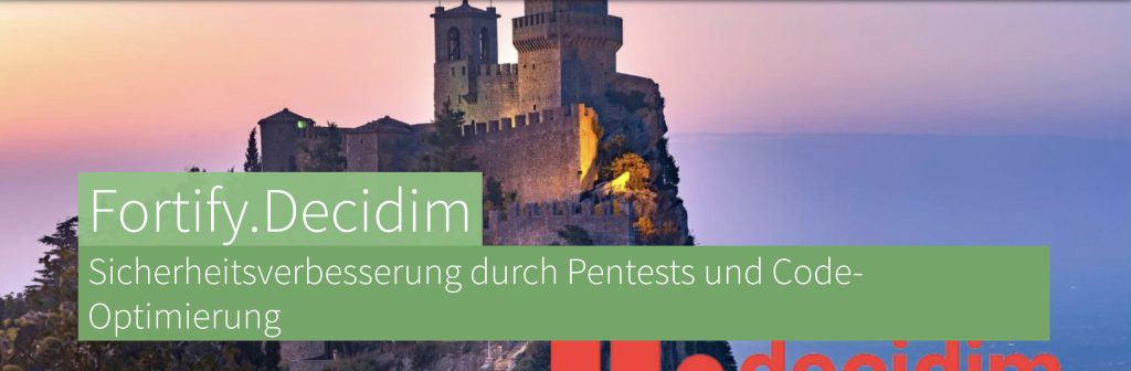 Bild einer Festung und Text: Fortify.Decidim