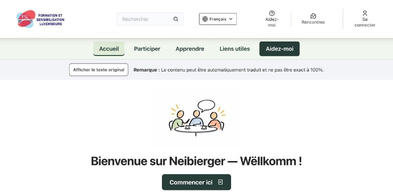 Startseite der Plattform Neibierger