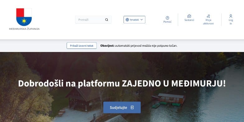 Startseite der Plattform Zajedno u Međimurju